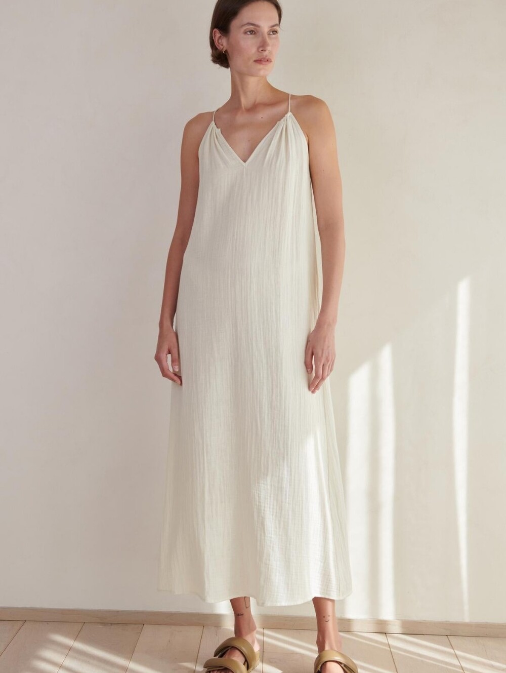 Velvet By Graham & Spencer Carrillo Maxi Dress White S Double Cloth Gauze